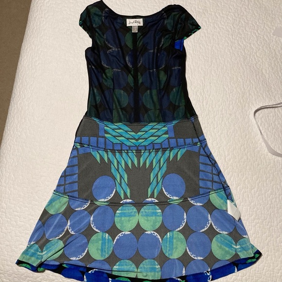 Joseph Ribkoff Midi Knit Dress in Bold Graphic Pattern | Cap Sleeves - Picture 9 of 16